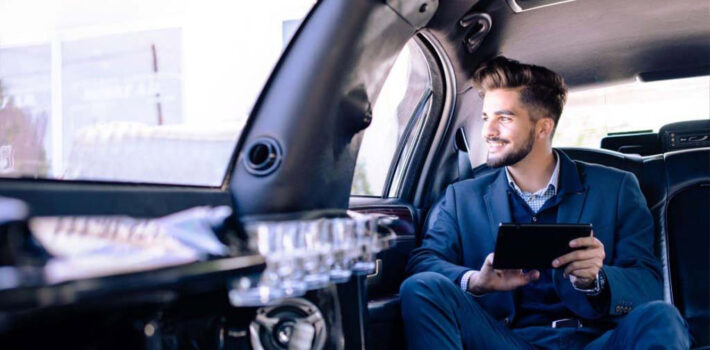 Young business man test drive new car