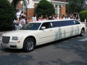 Limo parked infront of a wedding venue